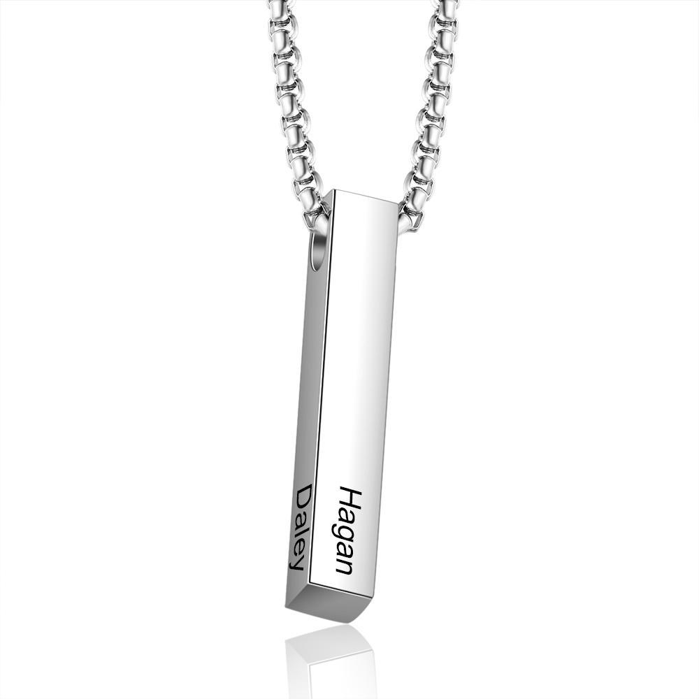Men Bar Necklace Personalized 3D Bar Name Necklace in Gold