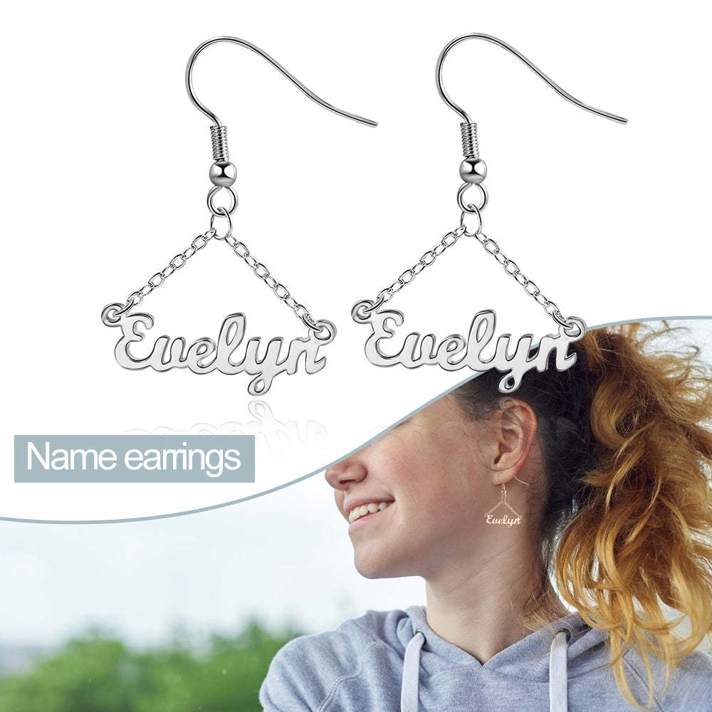Mother's Day Gift Personalized Name Earrings Custom Drop Earrings for Women-Engravingift