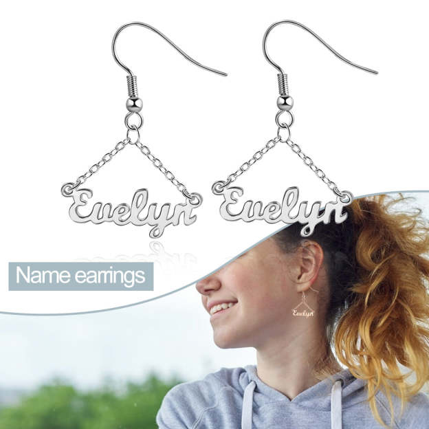 Mother's Day Gift Personalized Name Earrings Custom Drop Earrings for Women-Engravingift
