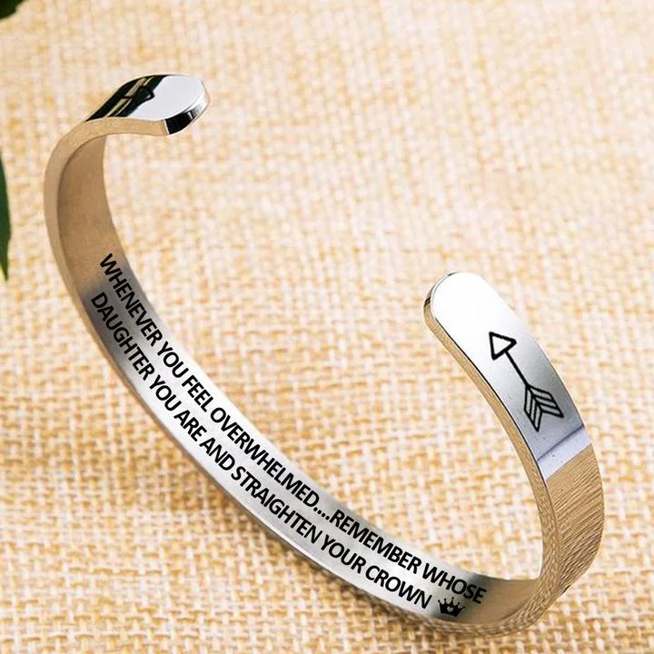 To My Badass Daughter Crown Cuff Bracelet "Straighten Your Crown"