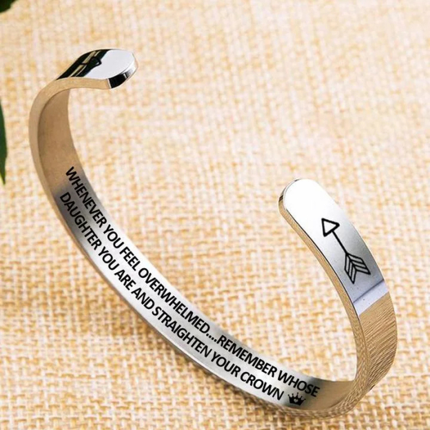 To My Badass Daughter Crown Cuff Bracelet "Straighten Your Crown"