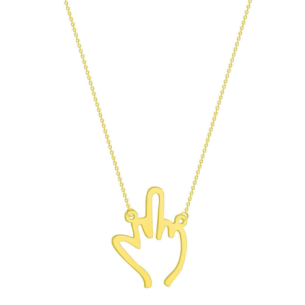 Mother's Day Gift Funny Middle Finger Pendant Necklace Friendship Couple Gifts-Engravingift