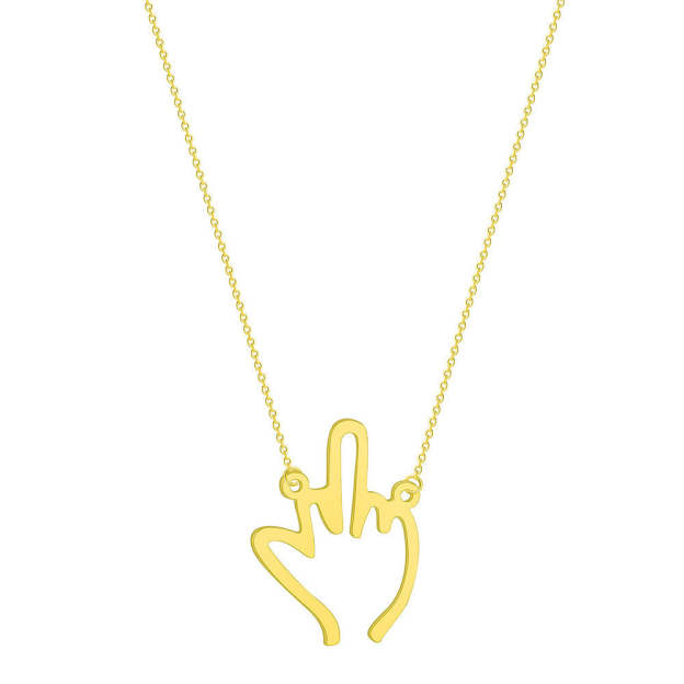 Mother's Day Gift Funny Middle Finger Pendant Necklace Friendship Couple Gifts-Engravingift