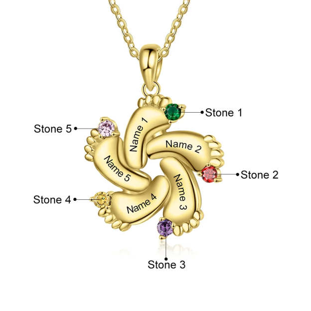 Christmas Gift Baby Feet Necklace With Custom Birthstone