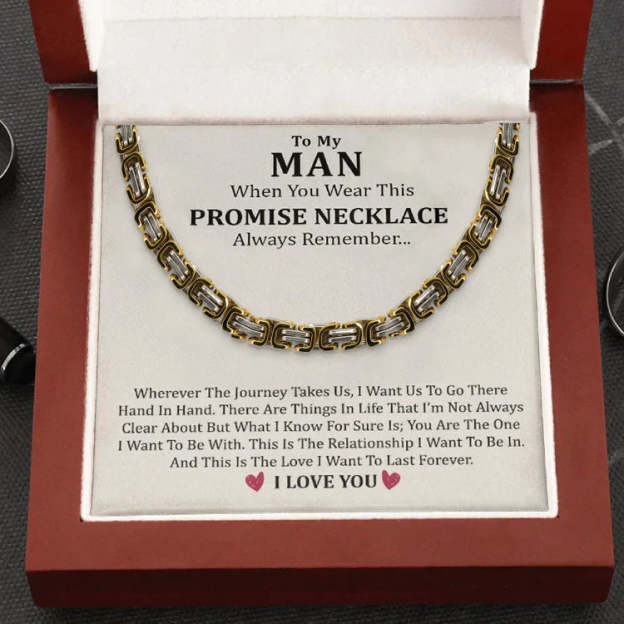 Christmas Gift To My Man I LOVE YOU Cuban Link Necklace Stainless Steel Necklace Father's Gift for Husband Boyfriend-Engravingift