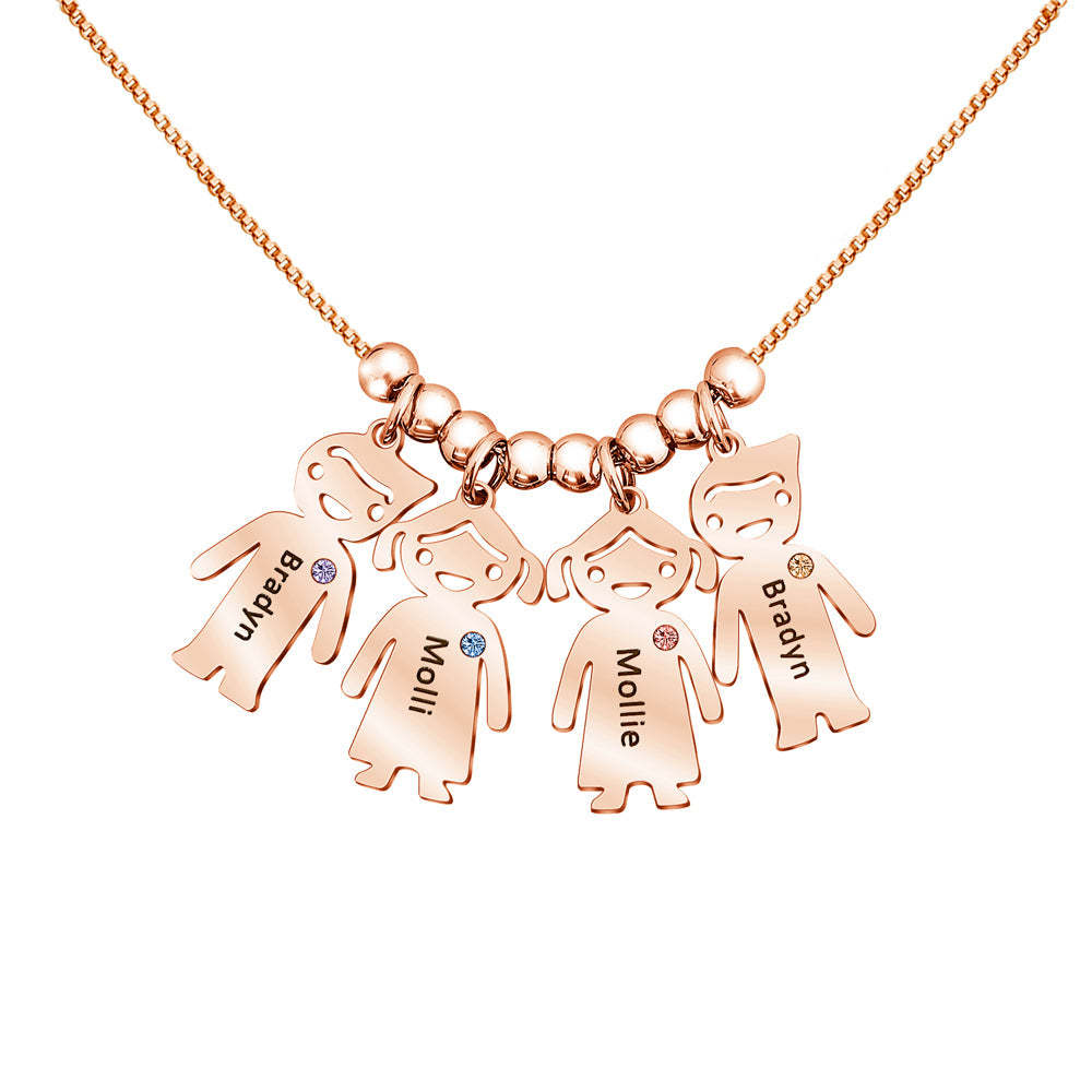 Christmas Gift Mom Necklace with engravable birthstone children's charms