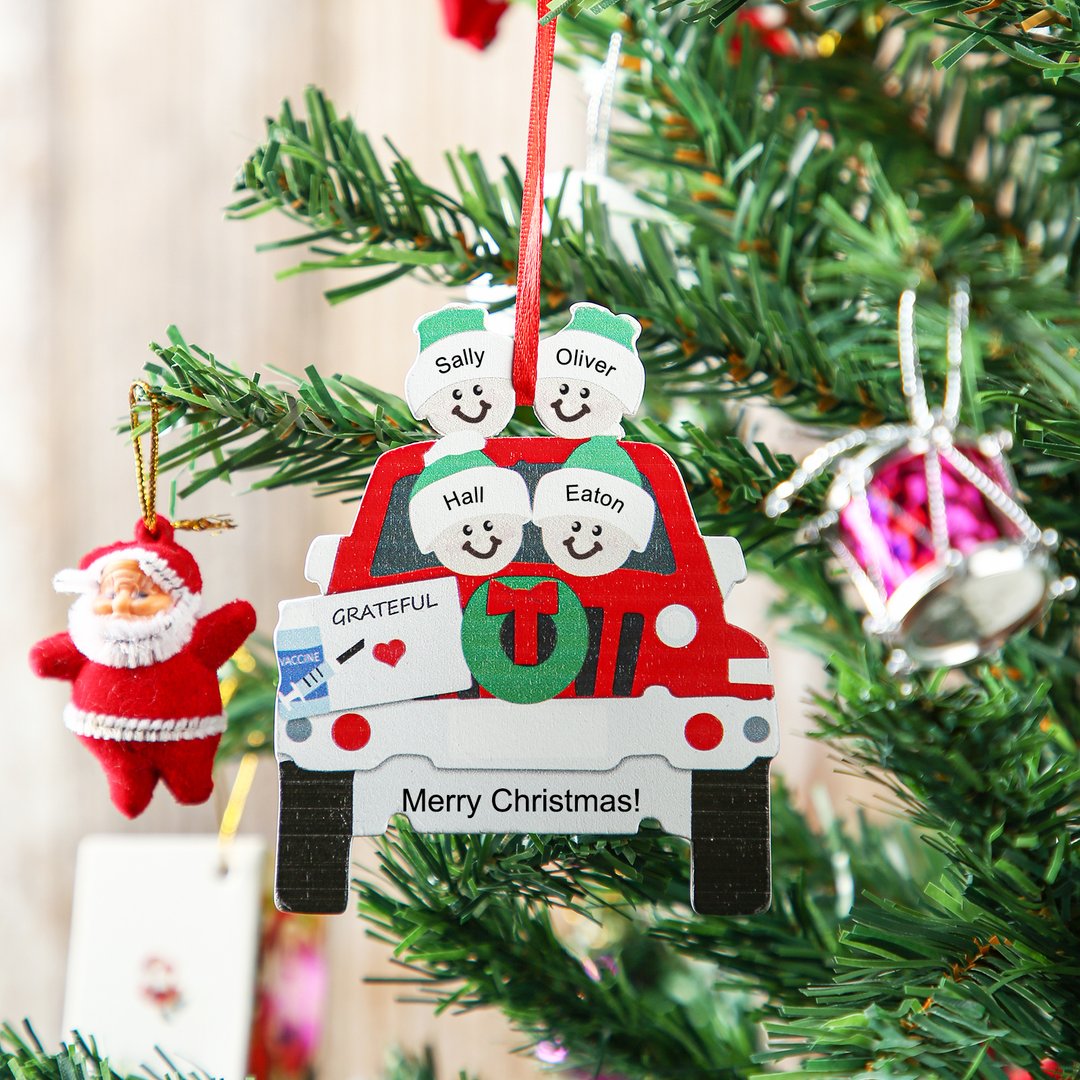 Christmas Gift Ornament Personalized Travel Car Custom 4 Names Gifts for Family-Engravingift