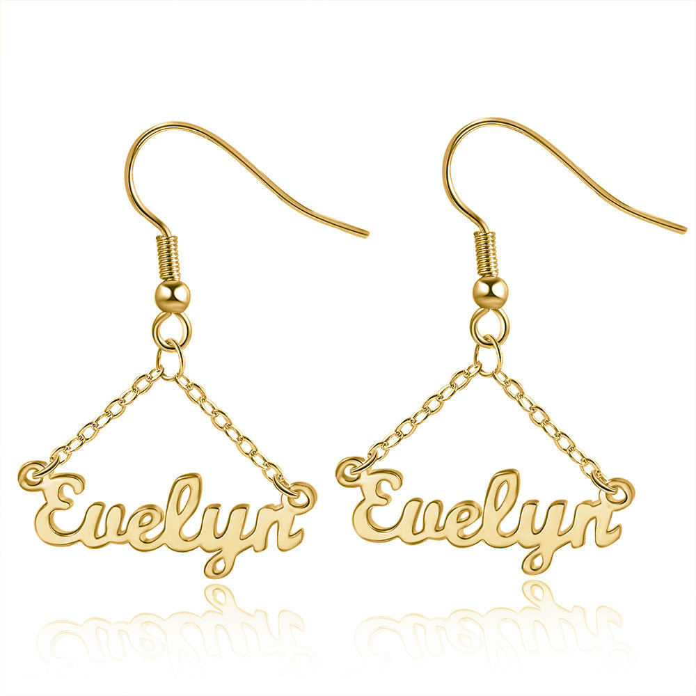 Mother's Day Gift Personalized Name Earrings Custom Drop Earrings for Women-Engravingift