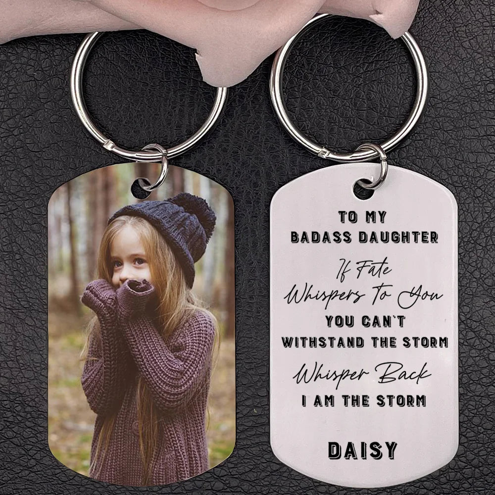 Mother's Day Gift To My Bass Daughter Personalized Photo Keychain- I Am The Storm