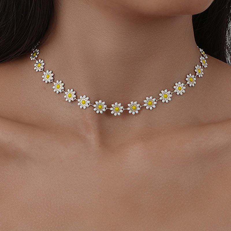 Mother's Day Gift Bohemia Daisy Necklace Summer Beach Party Necklace for Women Girls-Engravingift