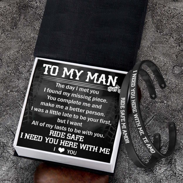 Mother's Day Gift Biker Bracelets - Biker - To My Man - I Need You Here With Me-Engravingift