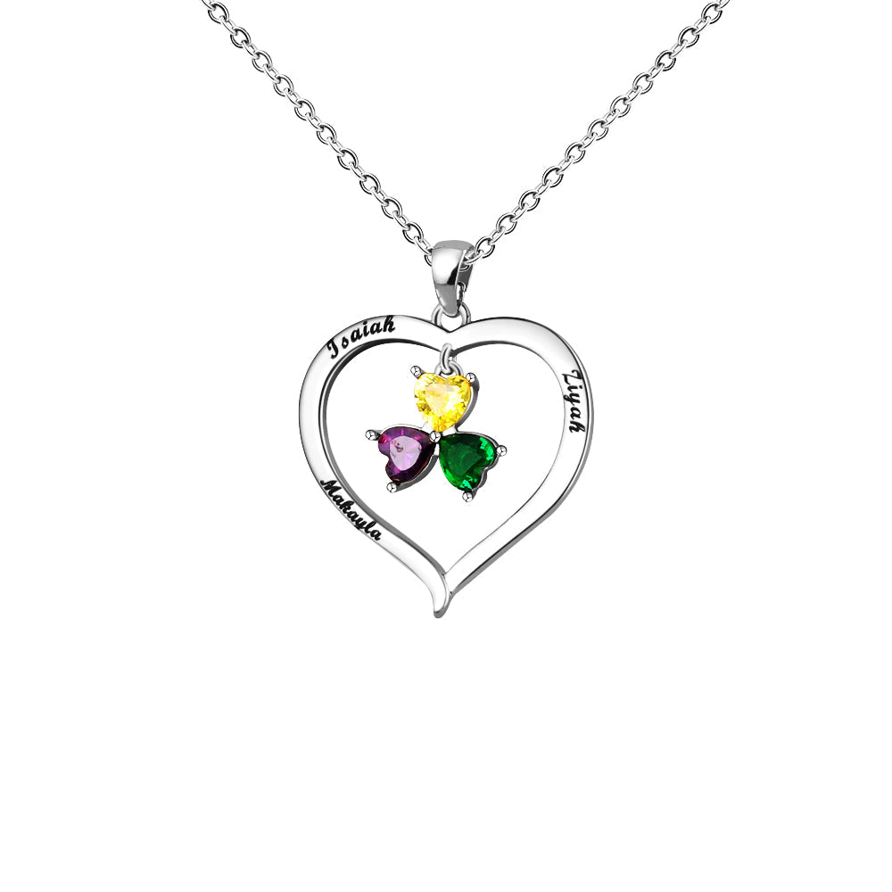 Mother's Day Gift Custom Diamond Heart Pendant Necklace-Engravingift