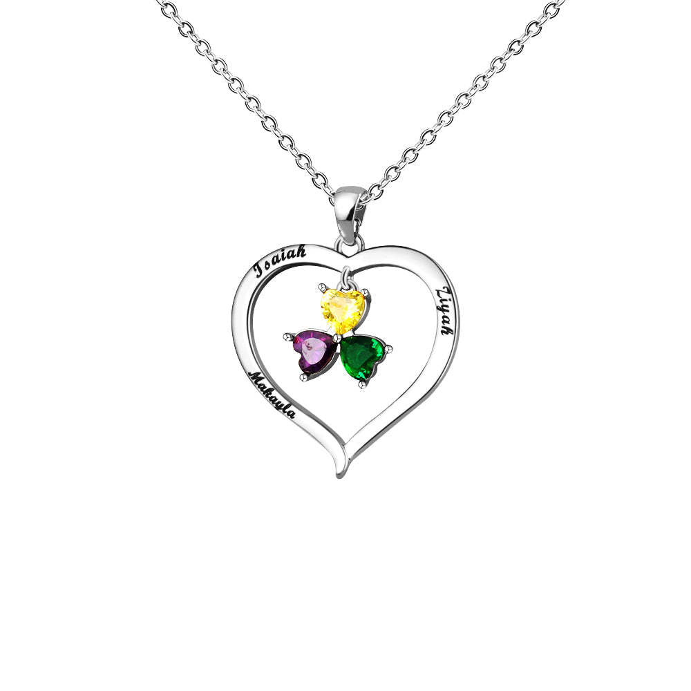 Mother's Day Gift Custom Diamond Heart Pendant Necklace-Engravingift