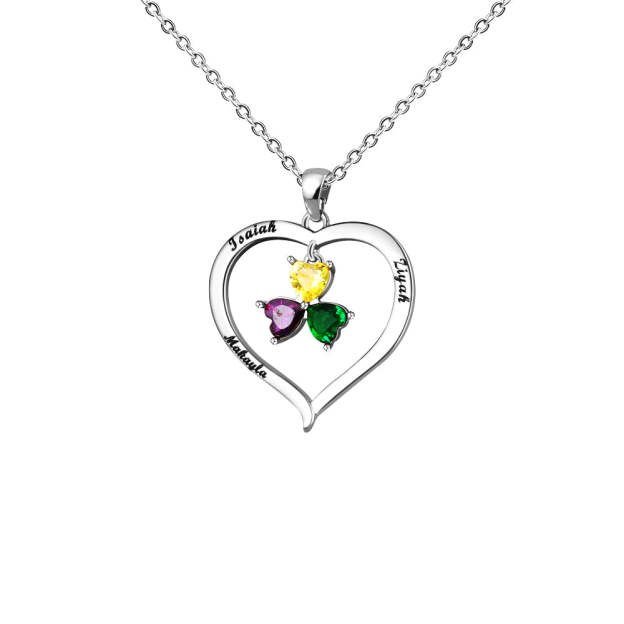 Mother's Day Gift Custom Diamond Heart Pendant Necklace-Engravingift
