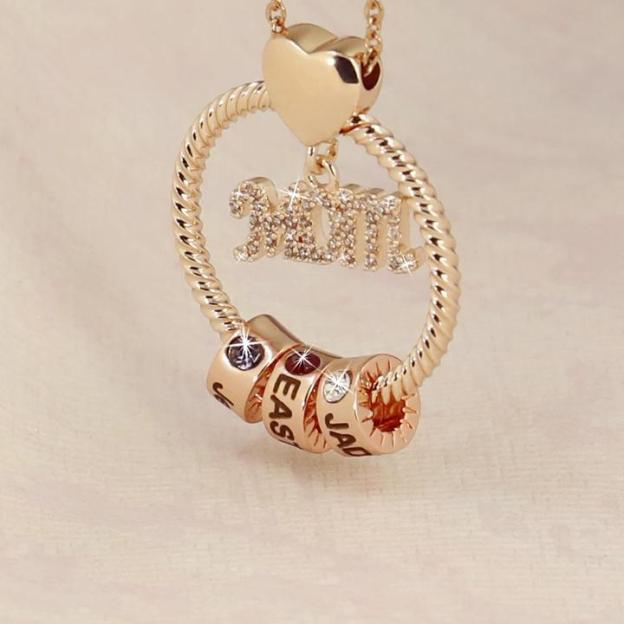 Personalized Circle Pendant with Custom Beads Birthstone Pendant Necklace