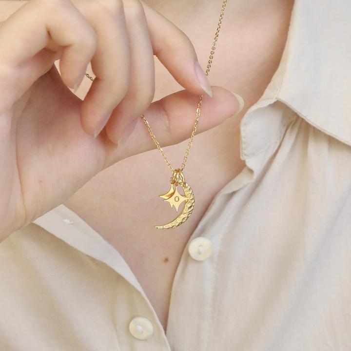 Mother's Day Gift Moon and Stars initials Necklace-Engravingift