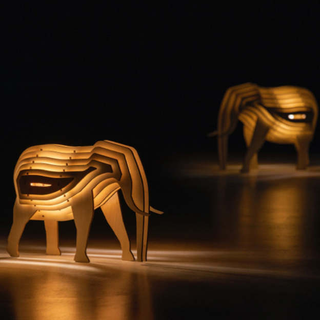 Christmas Gift 3D Wooden Animal Statue Decor Fantasy Lamp-Engravingift