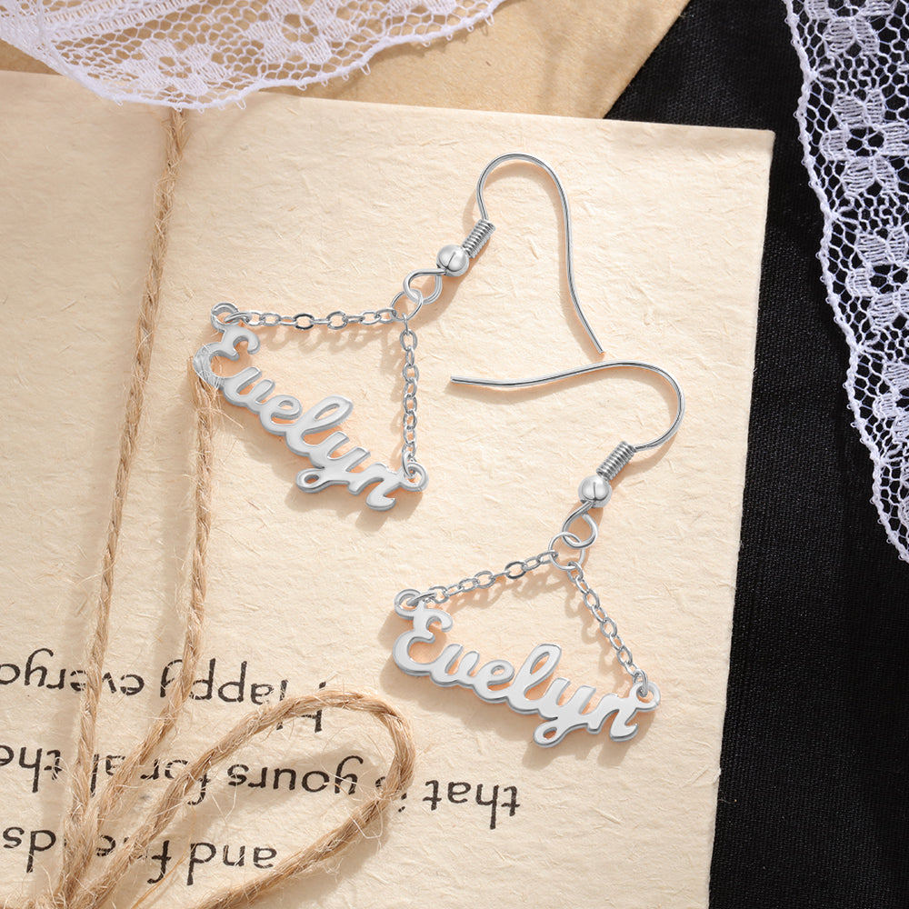 Mother's Day Gift Personalized Name Earrings Custom Drop Earrings for Women-Engravingift