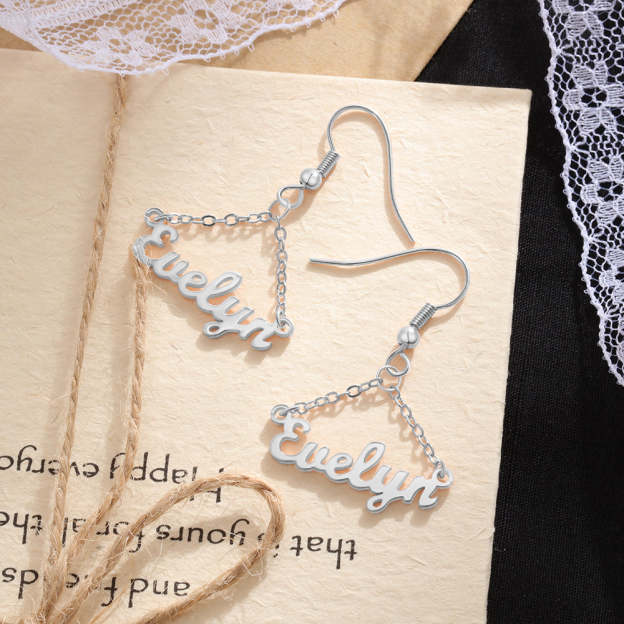 Mother's Day Gift Personalized Name Earrings Custom Drop Earrings for Women-Engravingift
