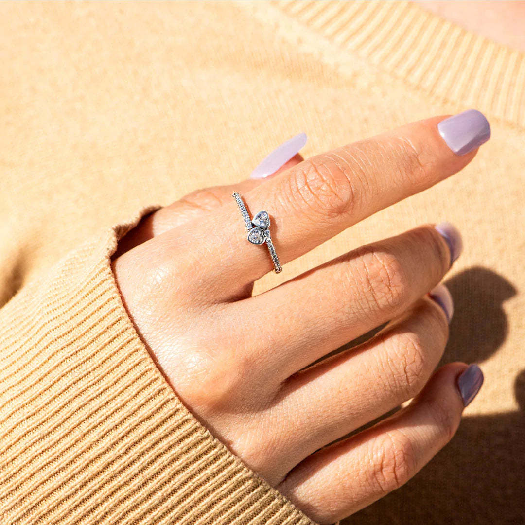 Mother's Day Gift To My Mom Double Heart Ring "Thank You for Being My Mom"-Engravingift