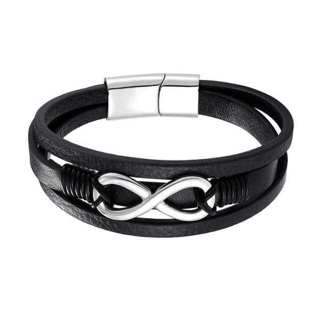 Mother's Day Gift To Lover Couple Leather Infinity Knot Bracelet Birthday Gift "I LOVE YOU UNTIL INFINITY RUNS OUT" For Him-Engravingift
