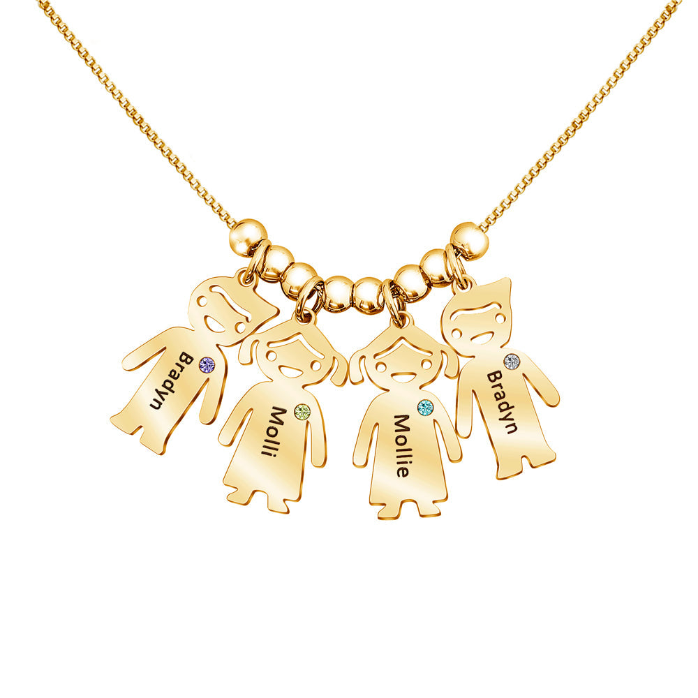 Christmas Gift Mom Necklace with engravable birthstone children's charms