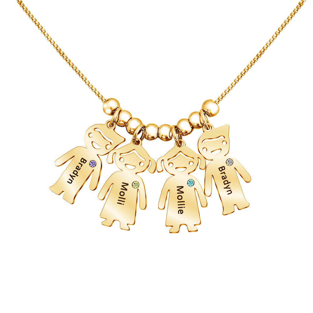 Christmas Gift Mom Necklace with engravable birthstone children's charms