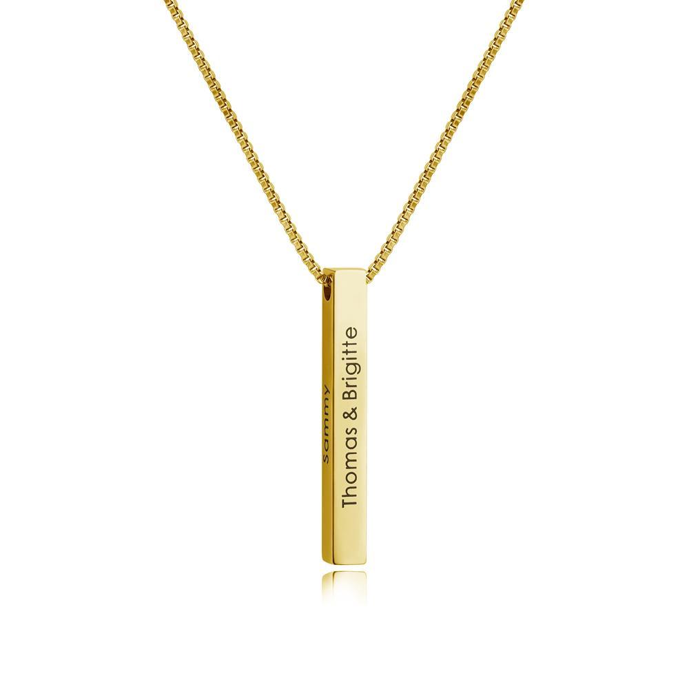 Christmas Gift Personalized Engraved 3D Bar Necklace
