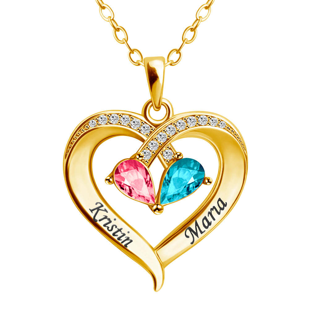 Valentine's Day/Anniversary Gift Forever Love Birthstone & Diamond Heart Necklace