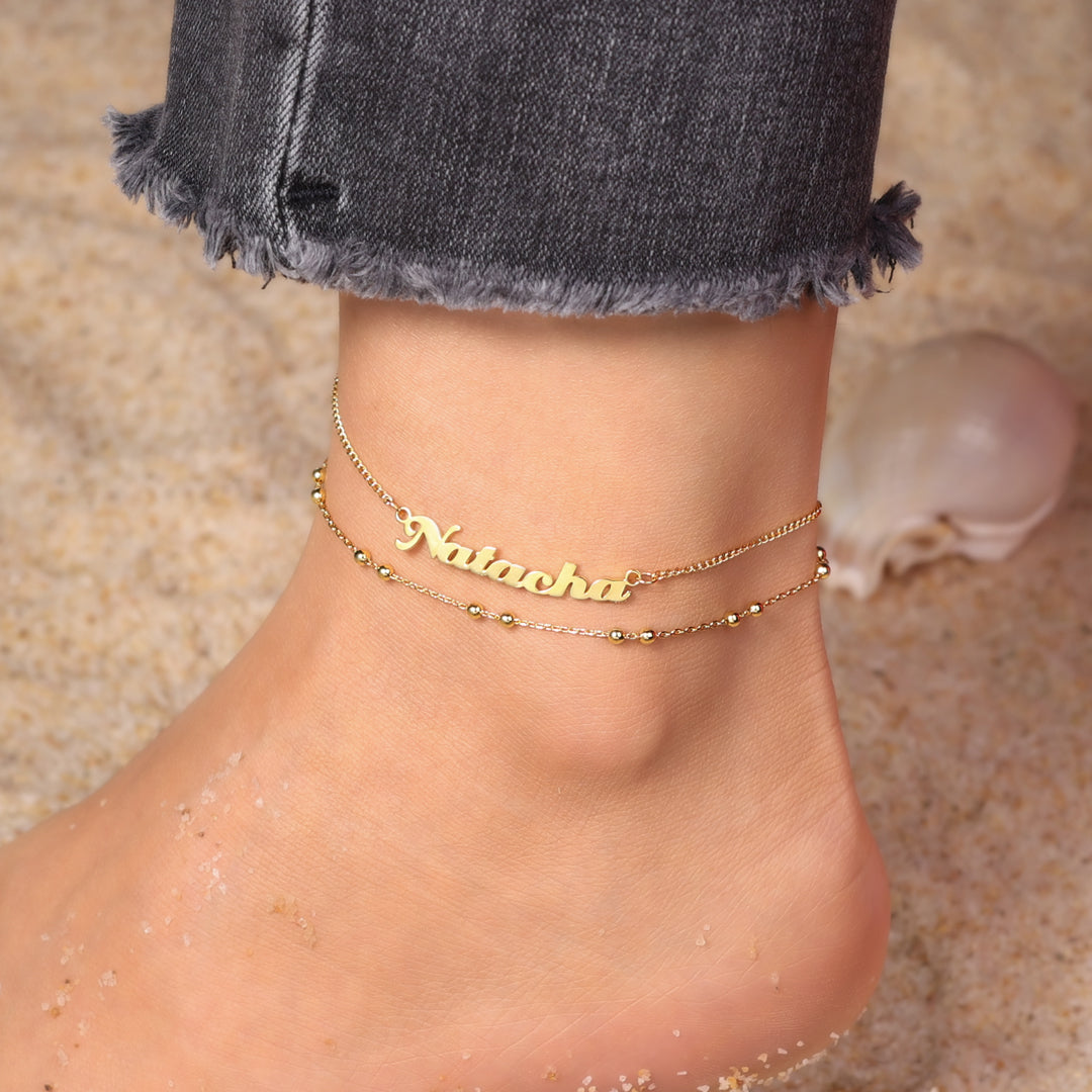 Custom Name Anklet Bracelet Double Layers Classic Anklet-Engravingift