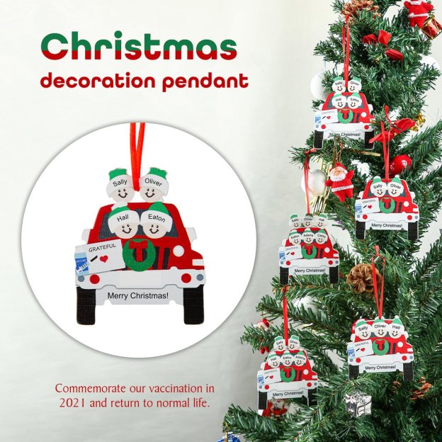 Christmas Gift Ornament Personalized Travel Car Custom 4 Names Gifts for Family-Engravingift
