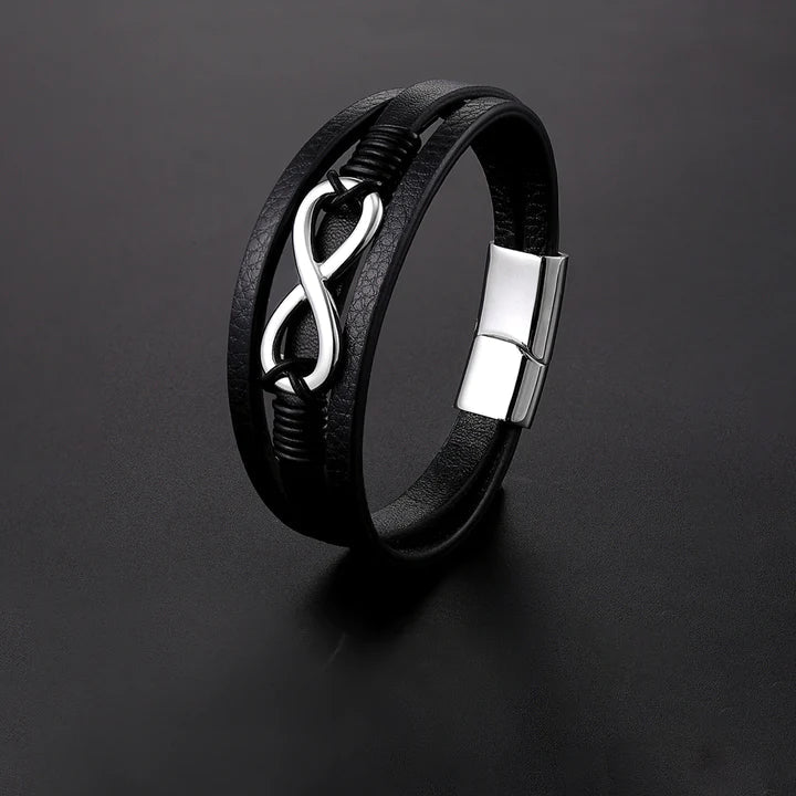 Mother's Day Gift To Lover Couple Leather Infinity Knot Bracelet Birthday Gift "I LOVE YOU UNTIL INFINITY RUNS OUT" For Him-Engravingift