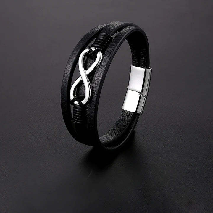 Mother's Day Gift To Lover Couple Leather Infinity Knot Bracelet Birthday Gift "I LOVE YOU UNTIL INFINITY RUNS OUT" For Him-Engravingift