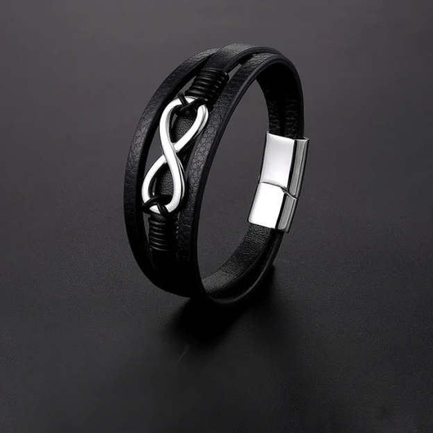 Mother's Day Gift To Lover Couple Leather Infinity Knot Bracelet Birthday Gift "I LOVE YOU UNTIL INFINITY RUNS OUT" For Him-Engravingift