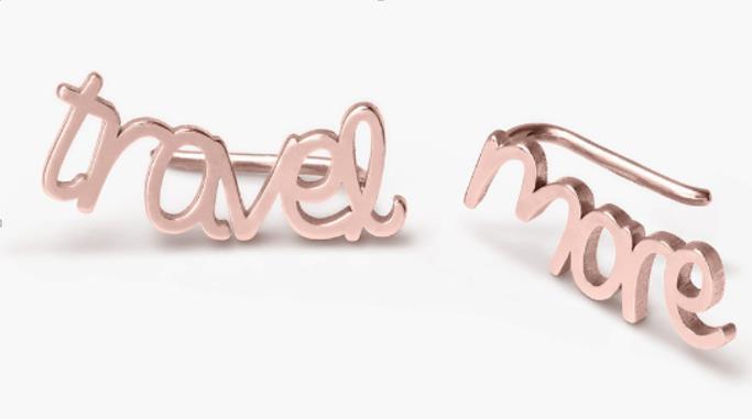 Mother's Day Gift Personalized Name Stud Earrings for Her Rose Gold-Engravingift
