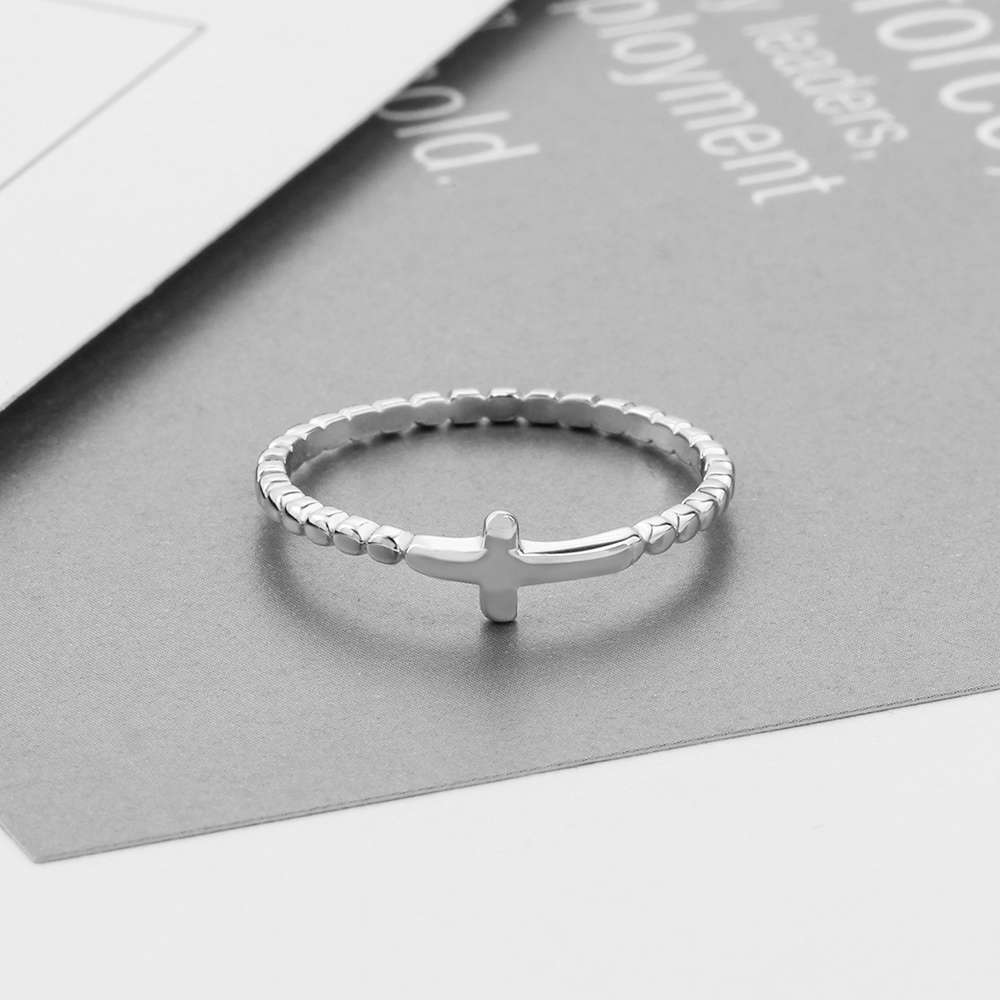 Mother's Day Gift Cross Ring Thin Contracted Style-Engravingift