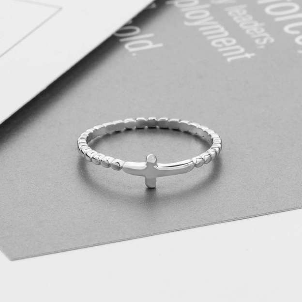 Mother's Day Gift Cross Ring Thin Contracted Style-Engravingift