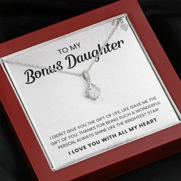 Mother's Day Gift To My Bonus Daughter | Shine Like The Brightest Star Alluring Beauty Necklace Gift Set-Engravingift