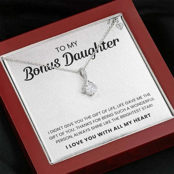 Mother's Day Gift To My Bonus Daughter | Shine Like The Brightest Star Alluring Beauty Necklace Gift Set-Engravingift