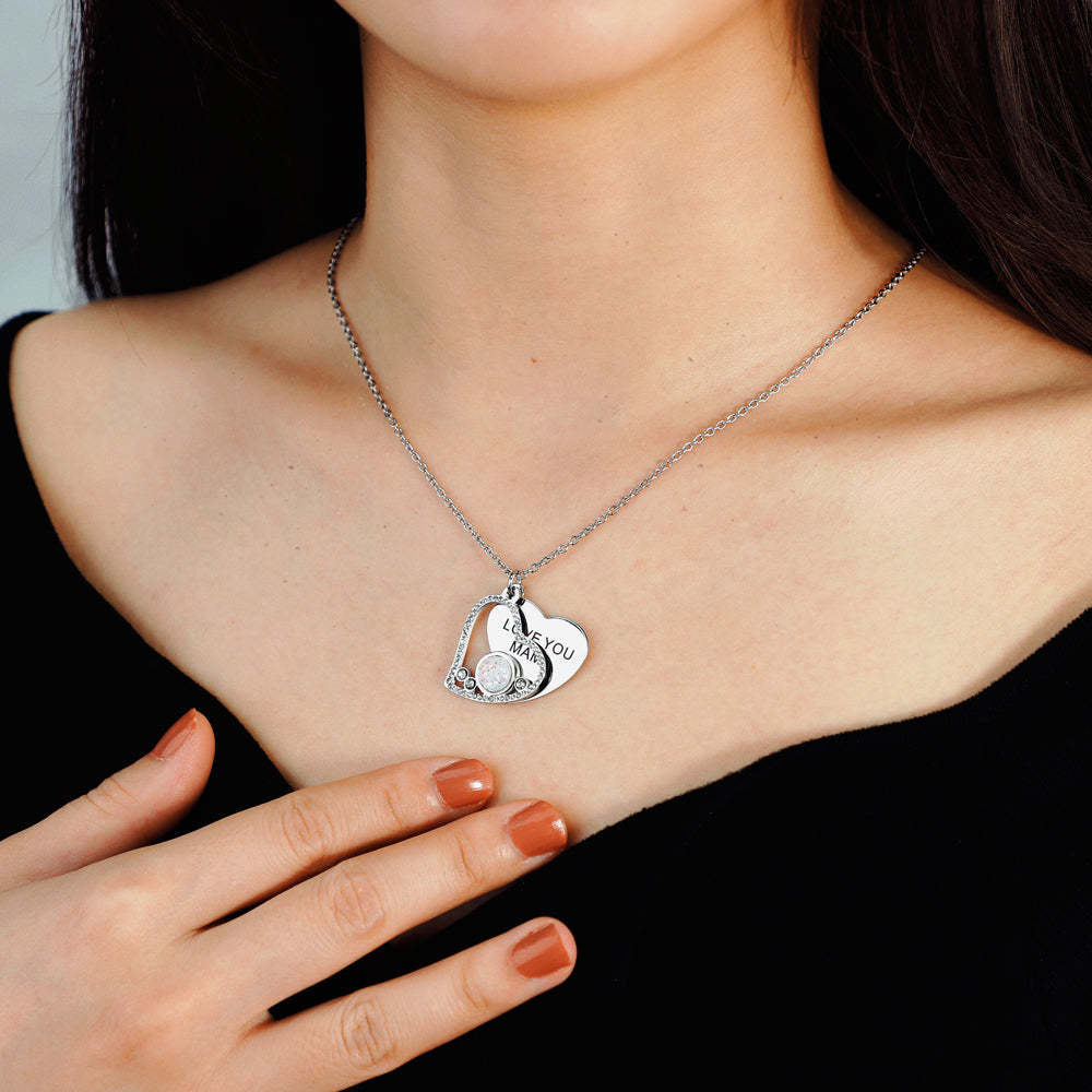 Mother's Day Gift "I Love You MAMA" Diamond Heart Necklace-Engravingift