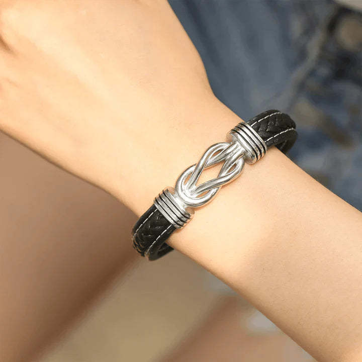 Mother's Day Gift To My Granddaughter Braided Leather Knot Bracelet "Grandmother and Granddaughter Forever Linked Together"-Engravingift