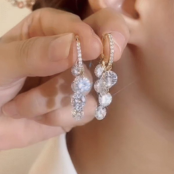 Mother's Day Gift Crystal string earrings-Engravingift