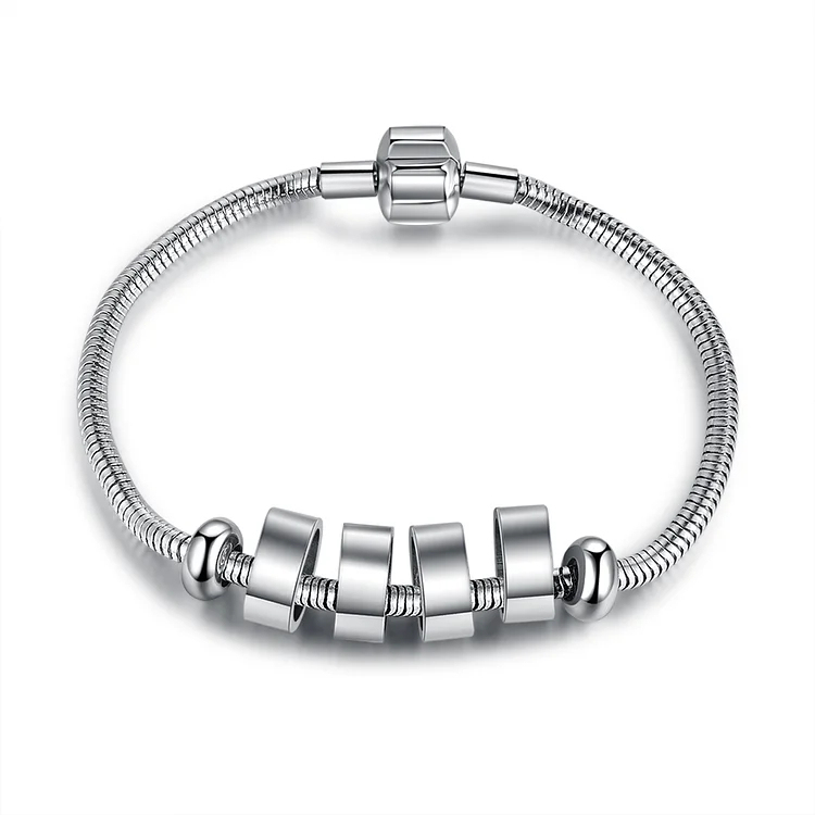 Men Snake Chain Bracelet with Beads