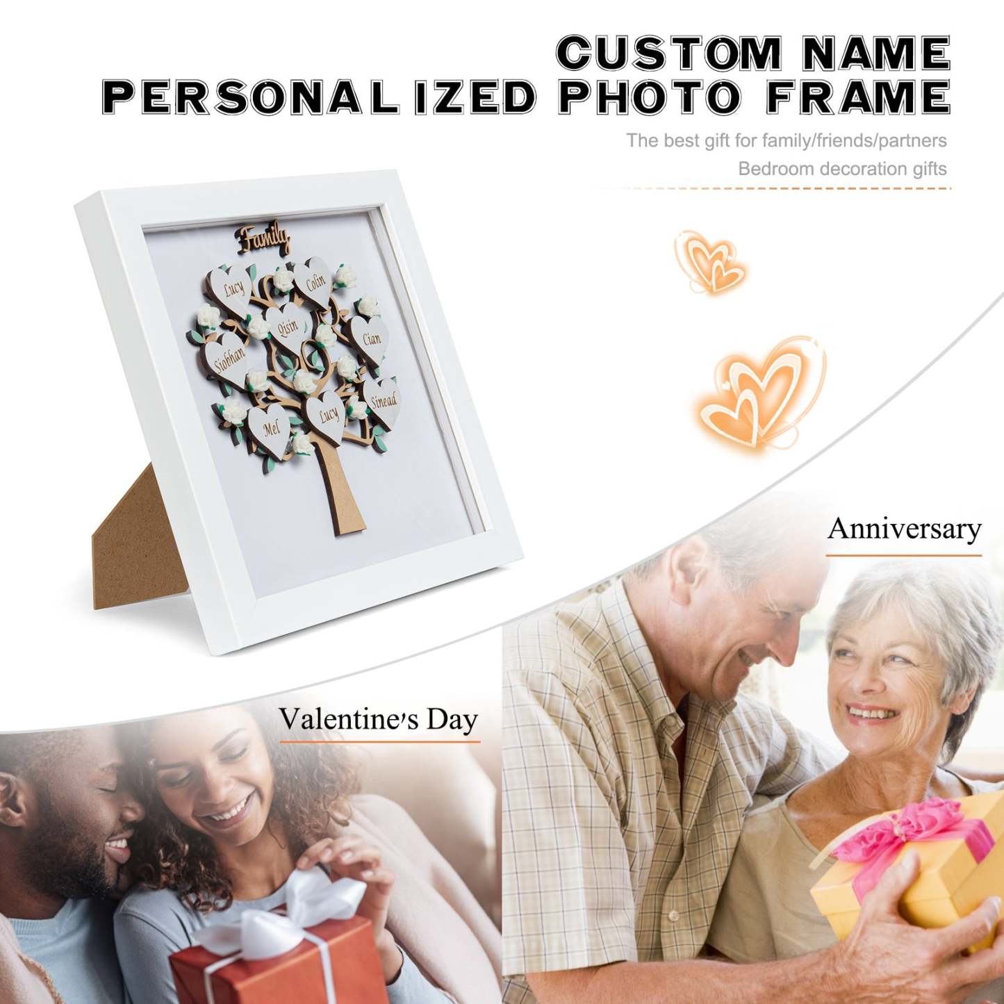 Mother's Day Gift Personalized Family Tree Frame Night Light Custom 5 Names Gifts for Family-Engravingift
