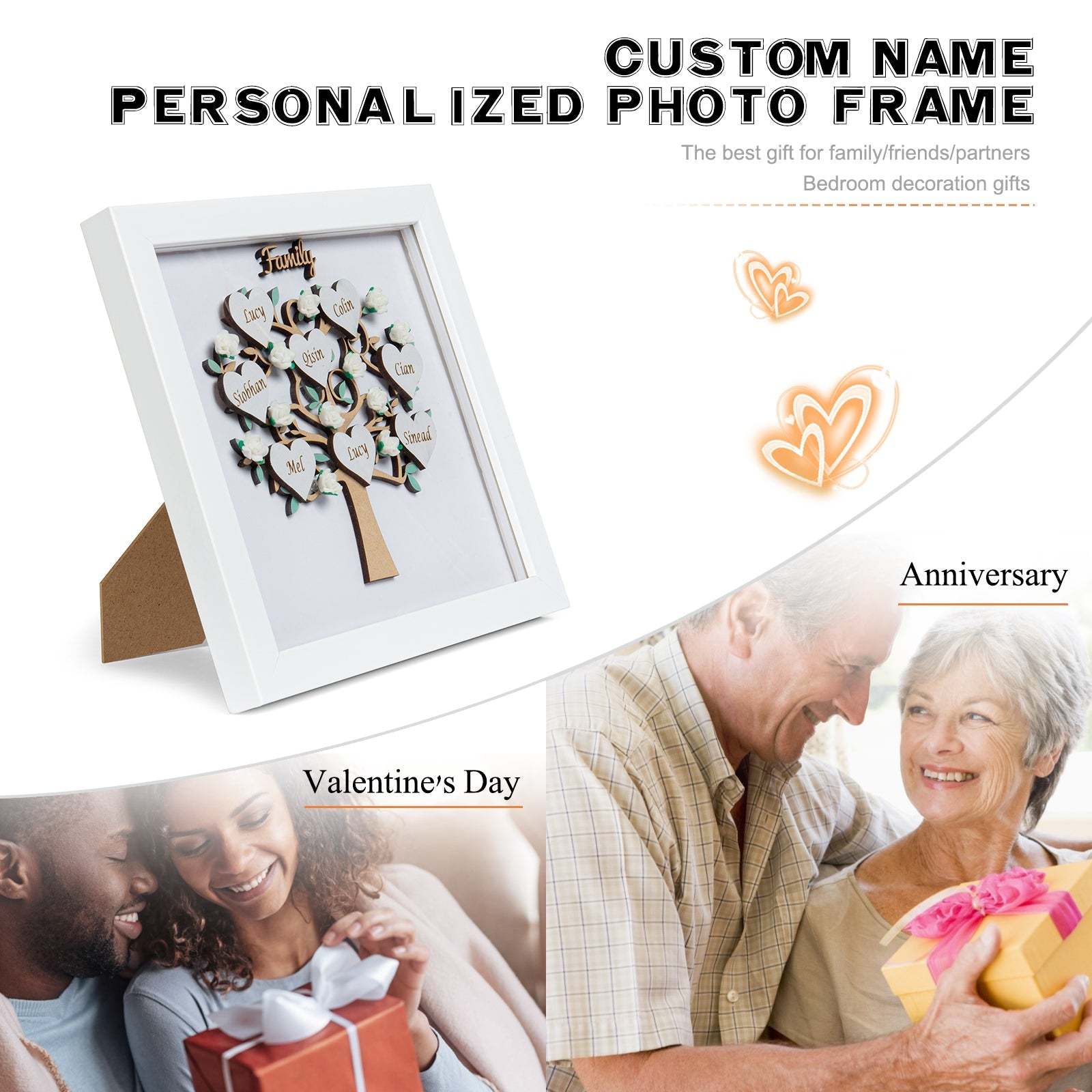 Mother's Day Gift Personalized Family Tree Frame Night Light Custom 5 Names Gifts for Family-Engravingift
