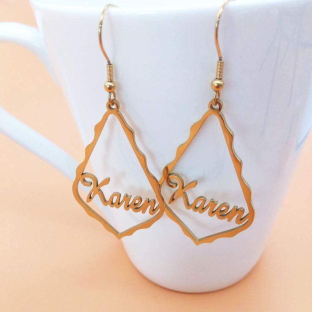 Mother's Day Gift Personalized Name Earrings Customized Drop Dangle Hoop Earrings