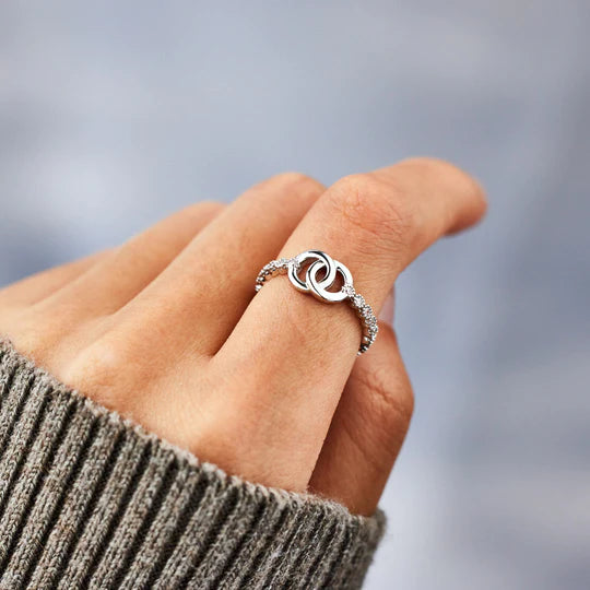 Mother's Day Gift Mother & Daughter S925 Forever Linked Dainty Interlocking Ring Set Gifts For Her-Engravingift
