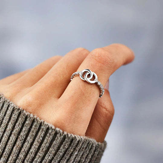 Mother's Day Gift Mother & Daughter S925 Forever Linked Dainty Interlocking Ring Set Gifts For Her-Engravingift