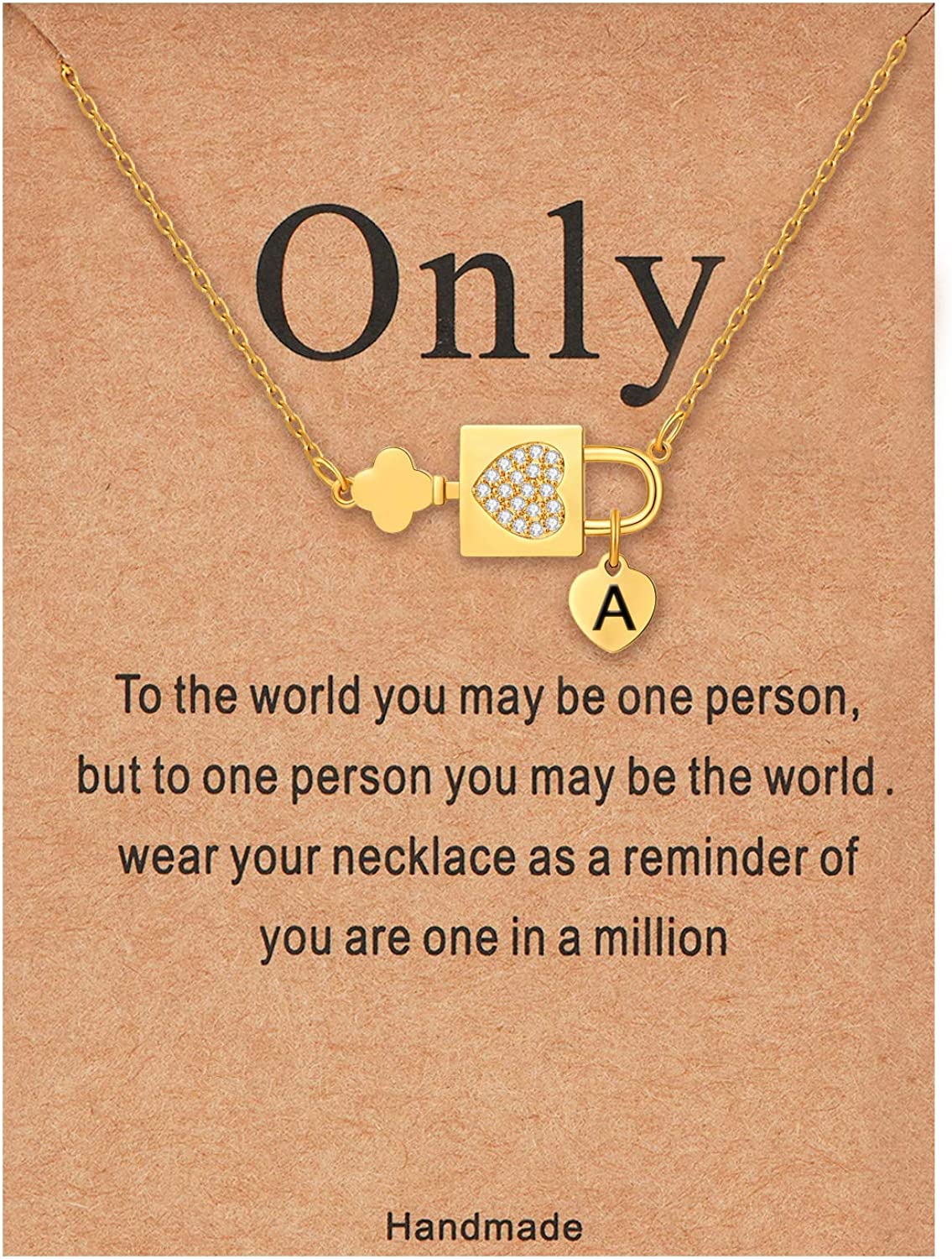 Mother's Day Gift Initial Necklace Letters A to Z Name Alphabet Heart Lock Pendant Necklace-Engravingift