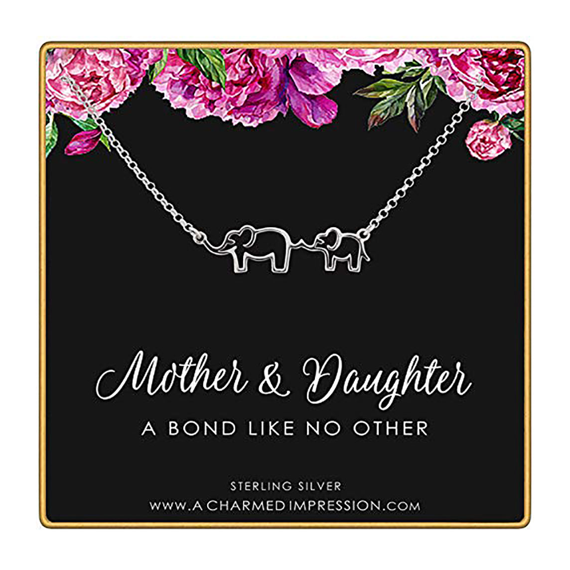 Mother's Day Gift Mother and Daughter Necklace Gift for Mom Daughter Sterling Silver Elephant Necklace-Engravingift